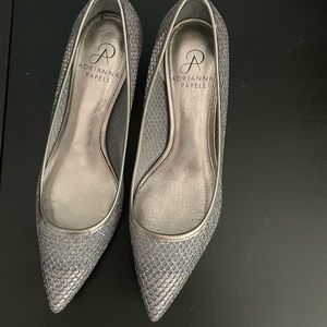 Adrianna Papell Silver Glitter Pointed Heels